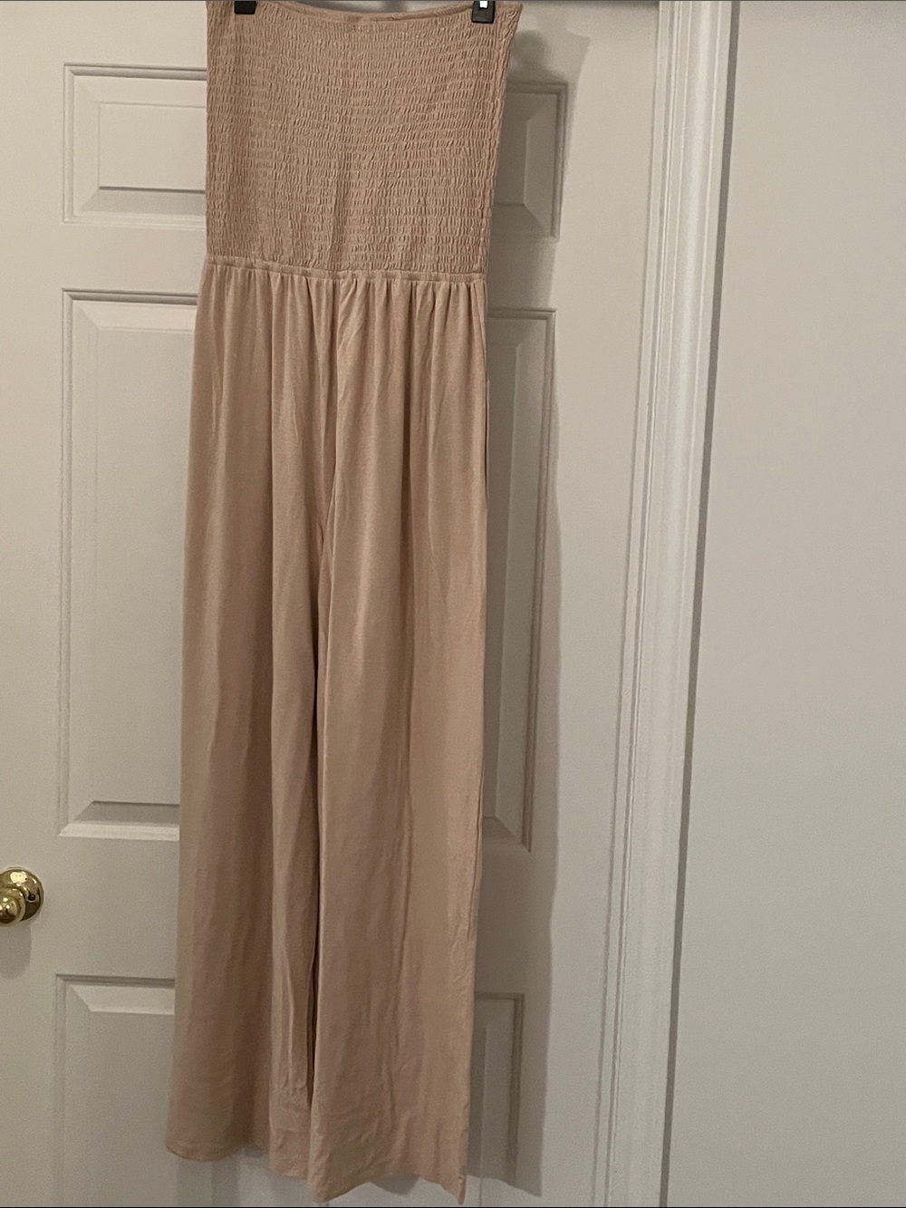 Zenana Outfitters Strapless Wide-Leg Jumpsuit in Blush Nude - Picture 2 of 2